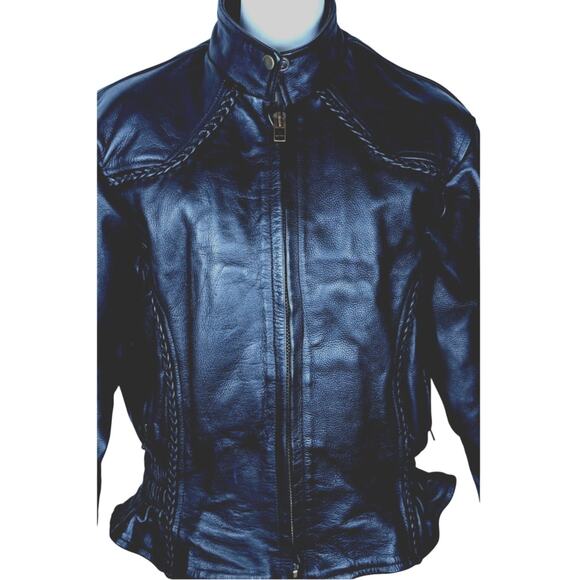 Hot leathers 100% moto jacket XXL Zip quilted liner Braided trim.Rare ClassicEUC - Picture 3 of 16